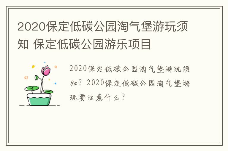 2020保定低碳公园淘气堡游玩须知 保定低碳公园游乐项目