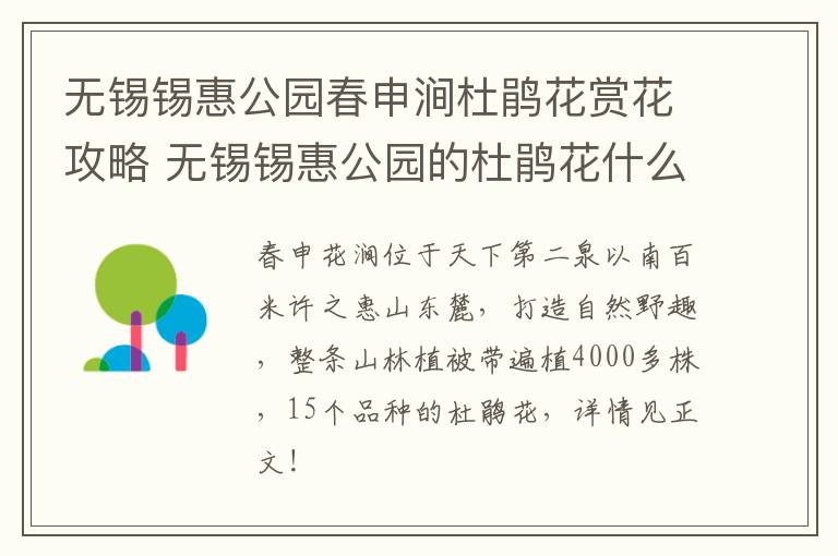 无锡锡惠公园春申涧杜鹃花赏花攻略 无锡锡惠公园的杜鹃花什么时候开