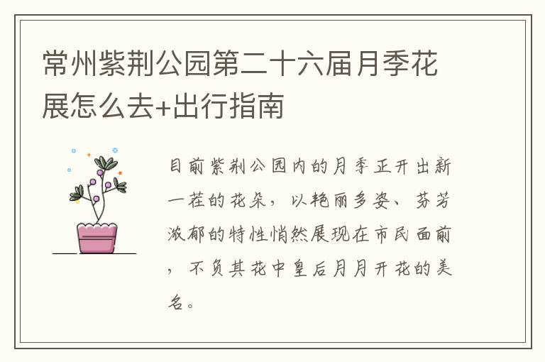 常州紫荆公园第二十六届月季花展怎么去+出行指南