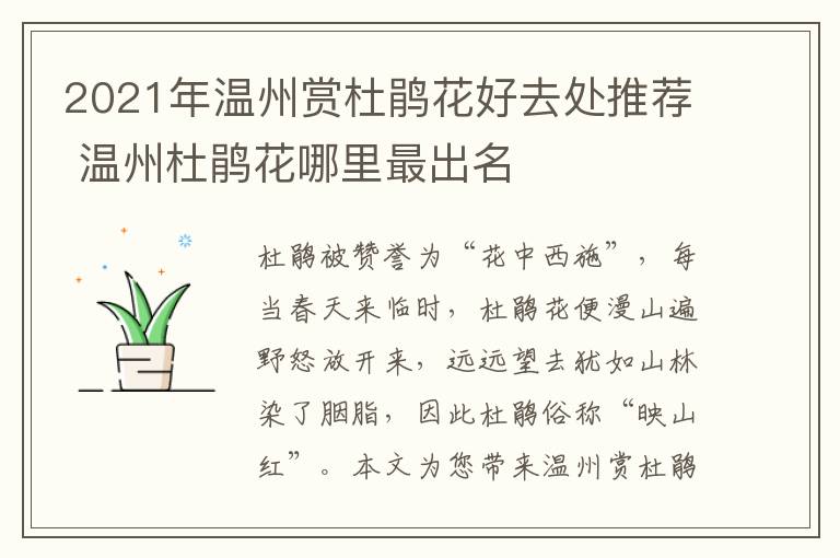 2021年温州赏杜鹃花好去处推荐 温州杜鹃花哪里最出名