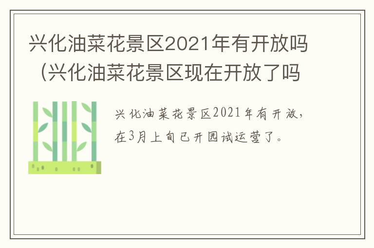 兴化油菜花景区2021年有开放吗（兴化油菜花景区现在开放了吗）