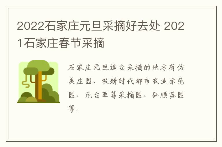 2022石家庄元旦采摘好去处 2021石家庄春节采摘